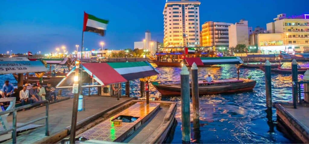 Abra Ride on Dubai Creek et night