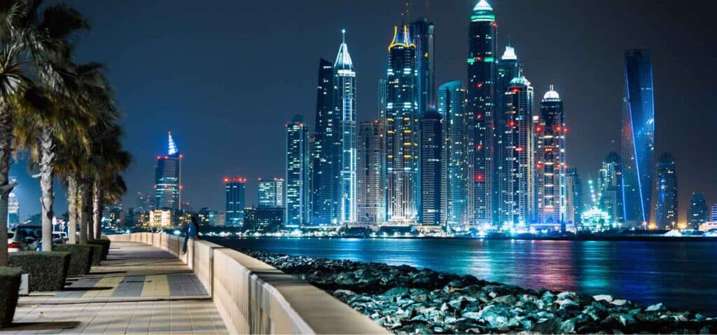 Dubai Marina Walk at night